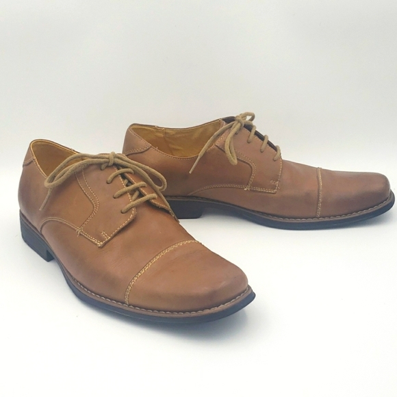 SANDRO MOSCOLONI Tan Leather Derby Dress Shoe - Picture 3 of 10